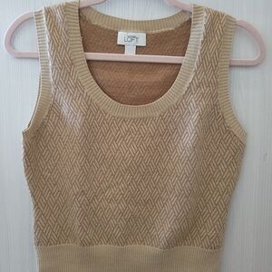 Ann Taylor LOFT Women's Tan Herringbone Sweater Vest